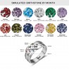 Bague personnalisée en argent 925, avec 6 Pierres de naissance et 6 Prénoms gravés.