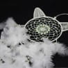 Attrape rêve Fluorescent tête de chat, véritables plumes
