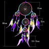 Attrape rêve indien arc-en-ciel, véritable plumes, 5 anneaux métaux, fait main
