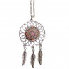 Bijoux femme, fille/Collier pendentif attrape-rêve Cristal et plumes en métal, fait main