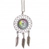 Bijoux femme, fille/Collier pendentif attrape-rêve Cristal et plumes en métal, fait main