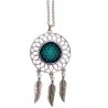 Bijoux femme, fille/Collier pendentif attrape-rêve Cristal et plumes en métal, fait main