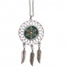 Bijoux femme, fille/Collier pendentif attrape-rêve Cristal et plumes en métal, fait main