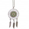 Bijoux femme, fille/Collier pendentif attrape-rêve Cristal et plumes en métal, fait main