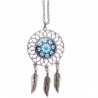 Bijoux femme, fille/Collier pendentif attrape-rêve Cristal et plumes en métal, fait main