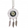 Bijoux femme, fille/Collier pendentif attrape-rêve Cristal et plumes en métal, fait main