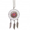 Bijoux femme, fille/Collier pendentif attrape-rêve Cristal et plumes en métal, fait main