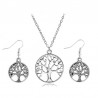 Ensemble collier pendentif et boucles d'oreilles design arbre sobre & élégant, idéal cadeau.