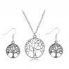 Ensemble collier pendentif et boucles d'oreilles design arbre sobre & élégant, idéal cadeau.