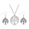 Ensemble collier pendentif et boucles d'oreilles design arbre sobre & élégant, idéal cadeau.