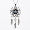 Collier pendentif attrape-rêve, 6 motifs originaux, Cristal/verre et plumes en métal, fait main