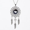 Collier pendentif attrape-rêve, 6 motifs originaux, Cristal/verre et plumes en métal, fait main