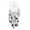 Bell attrape-rêve Indien blanc, noir, doré avec véritables plumes et perles