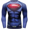 T-shirt compression Homme Superman Bleu de haute qualité, ventilé Anti Transpiration, à séchage rapide