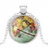 Collier pendentif Globe cristal, Carte du monde, PLUSIEURS COULEURS AU CHOIX, idéal cadeau. Fabrication artisanal