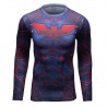 T-shirt compression Homme  Super-héros Batman rouge bleu, manche longue