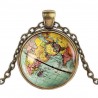 Collier pendentif Globe cristal, Carte du monde, PLUSIEURS COULEURS AU CHOIX, idéal cadeau. Fabrication artisanal