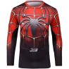 T-shirt a compressione da uomo Spiderman, rosso-nero, manica lunga.