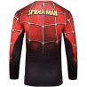 T-shirt a compressione da uomo Spiderman, rosso-nero, manica lunga.