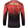 T-shirt compression Spiderman homme, rouge-noir, manche longue,