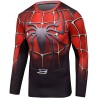 Men's Spiderman compression t-shirt, red-black, long sleeve.