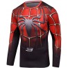 T-shirt compression Spiderman homme, rouge-noir, manche longue,