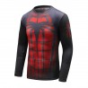 T-shirt a compressione Man Superhero Spiderman Spider rosso nero, manica lunga