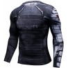 T-shirt a compressione da uomo Bucky Soldier Superhero nero grigio.