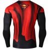 Superman 3D heren-t-shirt, rood, zwart, lange mouw, zweetafvoerend, sneldrogend
