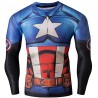 Camiseta de compresión de manga larga para hombre Captain America Superhero