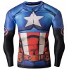 T-shirt compression Homme Super-héros Captain America manches longues