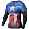 Camiseta de compresión de manga larga para hombre Captain America Superhero