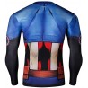 T-shirt compression Homme Super-héros Captain America manches longues
