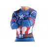 Camiseta de compresión para hombre Capitán América, azul-multicolor, mangas largas