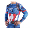 Captain America Herren Kompressions-T-Shirt, blau-multicolor, lange Ärmel