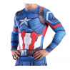 T-shirt compression Homme Captain America,bleu-multicouleur, manches longues