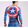 Camiseta de compresión para hombre Capitán América, azul-multicolor, mangas largas