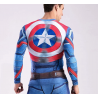 Captain America Herren Kompressions-T-Shirt, blau-multicolor, lange Ärmel