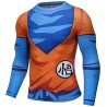 Camiseta de compresión Dragon Ball Z Son Goku para hombre, azul-naranja, mangas largas