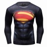 Compression T-shirt Man Superhero Superman black red, long sleeves