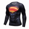 Compression T-shirt Man Superhero Superman black red, long sleeves