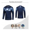 T-shirt compression Homme  Super-héros Captain America, bleu foncé, manches longues.