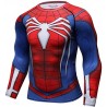 Camiseta de Compresión Hombre Superhero Spiderman Spider rojo azul, manga larga.