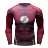 T-shirt compression Homme Super-héros Flash rouge, manches longues.
