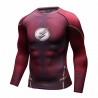 T-shirt compression Homme Super-héros Flash rouge, manches longues.