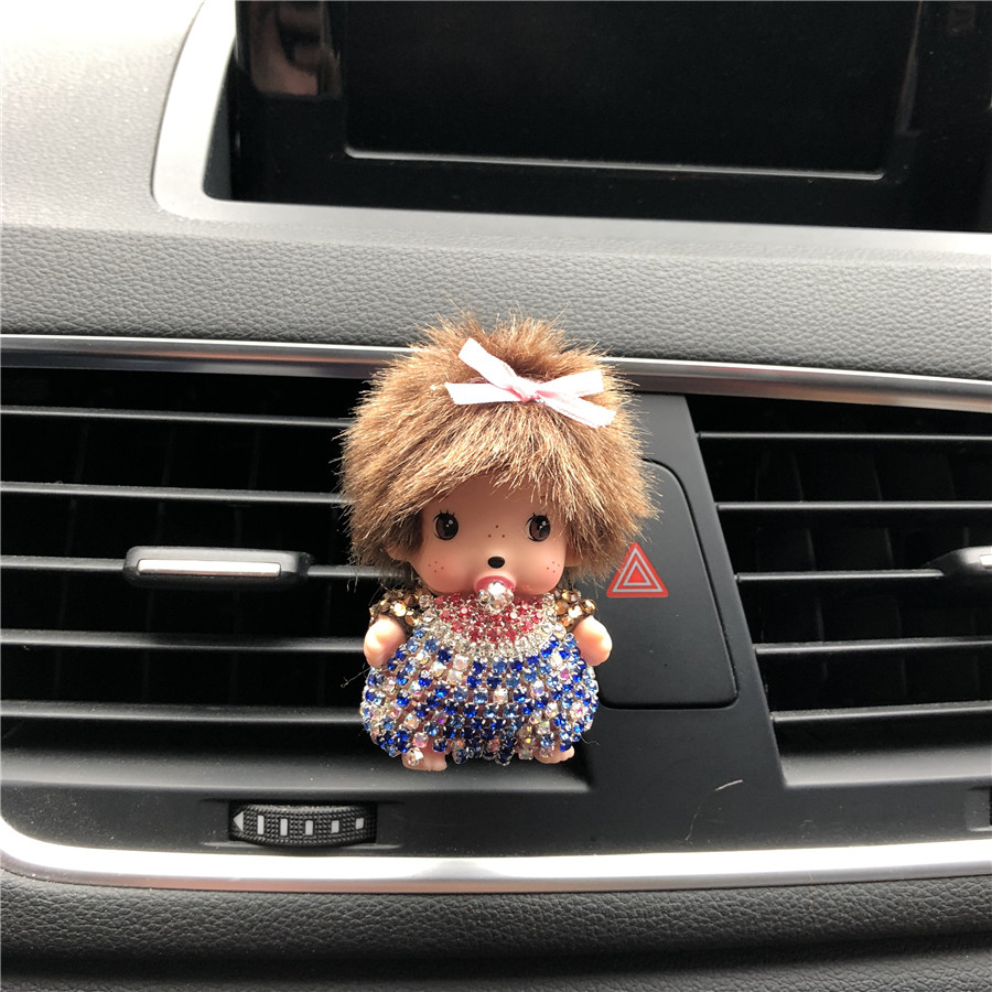 Désodorisant®Diffuseur de Parfum voiture Original Kiki  Monchhichi®Collection Décoration Bebichhichi bébé Kiki Couleur Noir-blanc